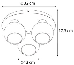 Okos mennyezeti lámpa fekete füstüveggel, 3 izzóval, WiFi A60-nal - Vidro