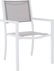 Kerti rakásolható szék, fehér acél/világosszürke, DORIO