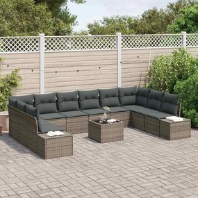 Kerti Kanapé Szett 11 pcs Szürke 344 x 209 x 85 cm Poli rattan