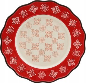 Ebédlő Tányér Piros 28cm nagy karácsonyi piros tortadíszítő