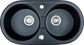 Gránit mosogató konyhai mosogató Libra kétrekeszes 77,5 x 42,5 cm