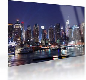 Üveg kép - New York-i felhőkarcolók megvilágítva (70x50 cm)