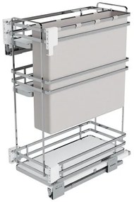 Konyhai fémrács, 300mm, oldalra szerelhető, króm-fehér, teljes kihúzás, csillapított záródás, rejtett fióksín, 3 kosár, textílzsákkal SIGE, Infinity P...
