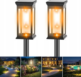 2x Kerti Napelemes Lámpa Dekoratív Zseblámpa Beszúrható Oszlop Filament