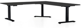 OfficeTech Angle állítható magasságú asztal, 180 + 120 cm, fekete alap, fekete