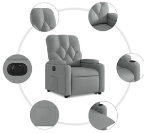 vidaXL elektromos felállást segítő világosszürke szövet dönthető fotel