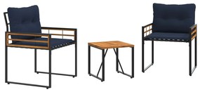 vidaXL Kültéri Bútor Szett párnával 3 pcs Tengerészkék