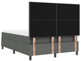 Boxspring ágy matraccal és LED világítással, sötétszürke, 140 x 200 cm, szövet