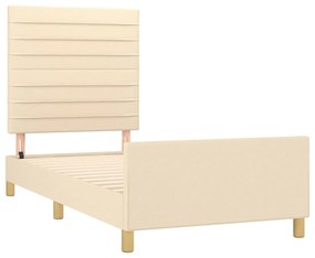 krémszínű szövet ágykeret matrac nélkül 90x200 cm