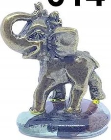 Fém Figura Szerencsére Elefánt Áll Egy Színes Kőn