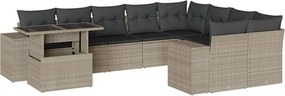 vidaXL 10 részes világosszürke polyrattan kerti ülőgarnitúra párnákkal