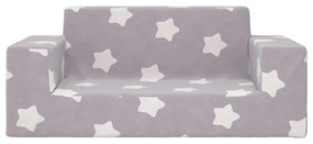 2 személyes világosszürke csillagmintás puha plüss gyerekkanapé