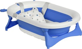 HOMCOM Összecsukható Baba Fürdőkádfólia 0-3 Éveseknek 81.5x50.5x23.5 cm Termoszenzitív Dugóval, Párnával és Csúszásmentes Talpakkal | Aosom