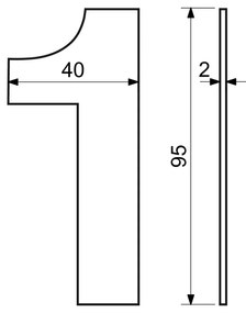 "1" házszám, RN.95L, rozsdamentes acél