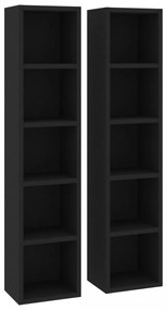 2 db fekete forgácslap CD-tartó szekrény 21 x 16 x 93,5 cm
