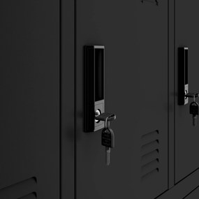 Fekete MARCIN fém BHP uzsonnás szekrény, 900 x 1850 x 400 mm