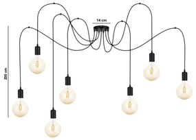 Csillár zsinóron MIROS 7xE27/60W/230V pók fekete