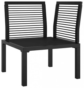 fekete és szürke polyrattan kerti sarokfotel párnákkal