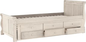 Ágy pótággyal, antik fehér, 90x200, ANTIKO