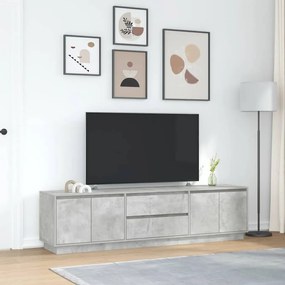 betonszürke TV-szekrény LED lámpákkal 193,5x41x50 cm