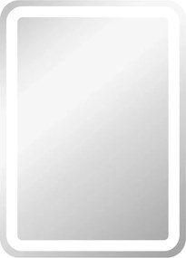 Fürdőszobai tükör, 50x70 megvilágított, érintésvezérlésű, páramentes, ezüst