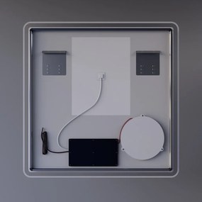 Fürdőszobai LED tükör 80x80cm | Páramentesítő - Kozmetikai tükör - Fényerő + színhőfok állítás - Digitális óra | Welland Luxury-Line G795