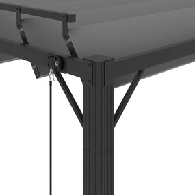szürke szövet és alumínium pavilon lamellás tetővel 3 x 4 m