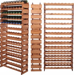 Könyvespolc 112 palackhoz 14x8-as moduláris bortartó állvány szerszámok nélkül fa
