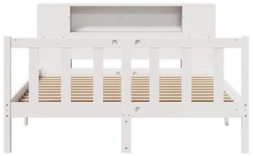 fehér tömör fenyőfa könyvespolcos ágy matrac nélkül 120x200 cm