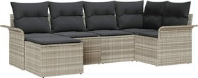 vidaXL Kerti Kanapé Szett tárolóval 6 pcs Világosszürke polirattan