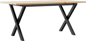 vidaXL tömör fenyőfa és acél dohányzóasztal X-vázzal 100x50x45 cm