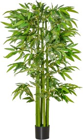 HOMCOM Mesterséges Bambusz 160 cm Nagy Mesterséges Növény, Mesterséges Bambusz, Műanyag Mesterséges Növények Cserepes, Élethű Hatású Álcázott Növény a