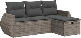 vidaXL 4 részes szürke polyrattan kerti ülőgarnitúra párnákkal