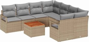 vidaXL Kerti Kanapé Szett 9 pcs Beige és Világosszürke polirattan