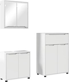 vidaXL Fürdőszoba bútor szett fiókkal 3 pcs Magas Fényű Fehér Faanyag