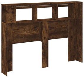 füstüs tölgy színű szerelt fa LED-es fejtámla 140x18,5x103,5 cm