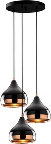 Yıldo 6871 fekete-réz fém függőlámpa, Ø37 cm, 3 izzós