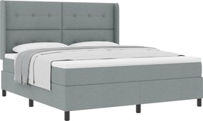 vidaXL Boxrugós ágy matracmal Világosszürke 180 x 200 cm szövet