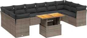 vidaXL 11 részes szürke polyrattan kerti ülőgarnitúra párnákkal