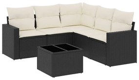 6 részes fekete polyrattan kerti ülőgarnitúra párnákkal