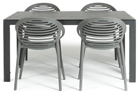 Joanna szürke 4 személyes kerti étkezőszett székekkel és Viking asztallal, 90 x 150 cm - Bonami Selection