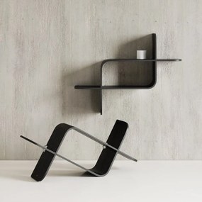 Fekete többszintes kaucsukfa fali polc 62 cm Montage – Umbra