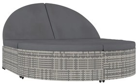 2 személyes szürke polyrattan kerti napozóágy párnával
