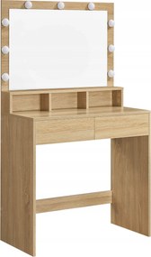 Sonoma fésülködőasztal Led világítással, tükörrel és fiókokkal, tölgyfa