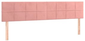 rózsaszín bársony LED-es fejtámla 160x5x78/88 cm