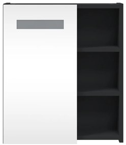 fekete tükrös fürdőszobaszekrény LED-del 45 x 13 x 52 cm