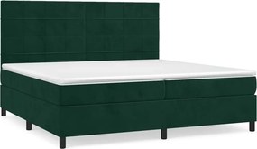 vidaXL sötétzöld bársony rugós ágy matraccal 200x200 cm