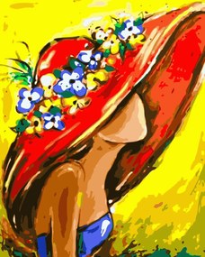 Festés számok szerint kép kerettel "Nő kalapban 5" 40x50 cm