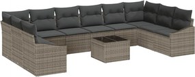 vidaXL Kanapé Szett párnával 11 pcs Szürke polirattan