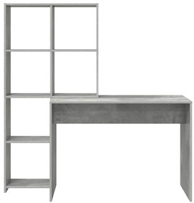 Asztal polcokkal Beton szürke 138.5 x 55 x 143 cm Faanyag